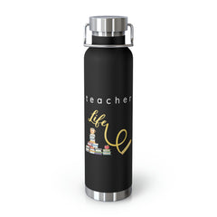 Teacher Life (Yellow) - Copper Vacuum Insulated Bottle, 22oz